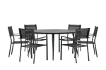 Break - Dining Table Round- Black / Black - Alu / Aintwood - 150&oslash; _1+ Copacabana Stacking Chair - Black/Black _6