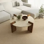 Kohvilaud, Hanah Home, travertiin, p&auml;hklipuu, 90 x 35 x 90
