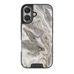 Snowstorm - Grey Marble iPhone 16 Plus Case, Elite Dark (MagSafe) / Silver