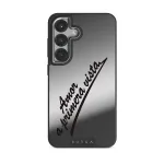 Amor - Samsung Galaxy S25 Case, Elite Mirror Dark (Magnetic) / Silver