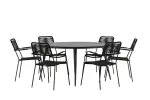 Break - Dining Table Round- Black / Black - Alu / Aintwood - 150&oslash; _1+ Lindos Armchair - Black Alu / Black Rope _6