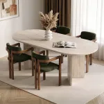 Pikendatav s&ouml;&ouml;gilaua ja toolide komplekt (5 osa), Hanah Home, travertiin, p&auml;hklipuu, roheline, 180 x 75 x 90