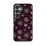 Sleeping Beauty - Snowflakes Samsung Galaxy S25 Case, Elite Dark (Magnetic) / Silver