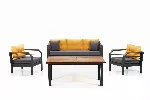 Garden Lounge'i komplekt, Hanah Home, kollane Hall Must, 67 x 197 x 77 cm