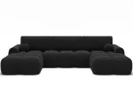 Vianetto corner sofa with sleeping function and storage compartment, dark grey boucl&eacute;, universal, Modern, Dark Gray