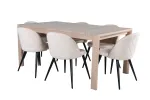 Slider Extention Table - White Wash - 170+40+40cm +Velvet Stitches Chair - Black / Beige Velvet_6