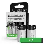 USB-C-kaudu laetavad liitium-ioonakud LR14 C, 3000 mAh (2 tk)