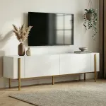 TV-alus, Hanah Home, valge/kuldne, 180 x 45 x 30