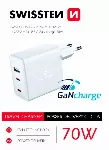 Swissten GaN reisilaadija 2 x USB-C / USB / 70W