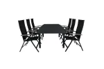 Marbella Table 160/240 - Black/Black+Albany Light 5-pos - black / Black textilene and grey teak_6