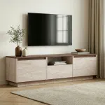 TV-alus, Hanah Home, travertiin, Milano p&auml;hklipuu, 160 x 42 x 30