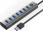 &bdquo;Orico&ldquo; 7-pesaline USB-A 3.0 USB-jaotur 1 m pikkuse kaabliga &ndash; hall