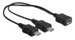 "Delocki kaabel: USB micro-B pesa > 2 x USB micro-B pistik, 20 cm"