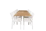 Panama Dining Table 160/240*90 - White Alu / Teak+Santorini Arm Chair (Stackable