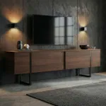 TV-alus, Hanah Home, Milano p&auml;hklipuu, must, 180 x 50 x 30