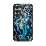 Mystic River - Blue Marble Samsung Galaxy S25 Case, Elite Dark (Magnetic) / Silver