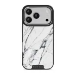 Satin White - Marble iPhone 17 Pro Case, Elite Dark (MagSafe) / Silver