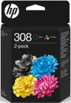 HP 308 must/v&auml;rviline tindikassett, topeltkomplekt
