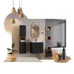 140 cm m&ouml;&ouml;blikomplekt lauaplaadiga, 2 lauaplaadile paigaldatava &bdquo;Beyond&ldquo; valamuga ja 140 cm k&otilde;rguse kapiga &bdquo;set-nob b oak&ldquo; ning &bdquo;un beyond 5 wh hc&ldquo;