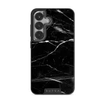 Noir Origin - Black Marble Samsung Galaxy S25 Case, Elite Dark (Magnetic) / Silver