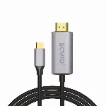 USB-C-HDMI 2.0B kaabel, 2m, h&otilde;bedane/must, kuldsed otsad, SAVIO CL-171