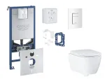 Grohe Rapid SLX &ndash; komplekt: allpaigaldatav veepaagi element, WC-pott pehme sulgemisega kaanega, Skate Cosmopolitan loputusnupp ja Fresh &uuml;mberpaigaldamiskomplekt, Alpine White SANI11BB3142