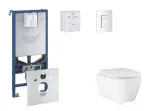 Grohe Rapid SLX &ndash; riputatavate WC-pottide komplekt, WC pehme sulguva kaanega ja Skate Cosmopolitan loputusnupuga, Alpine White SANI11BB3113