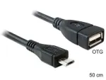 "Delocki kaabel: USB micro-B pistik > USB 2.0-A pistikupesa, OTG, 50 cm"