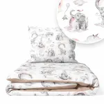 Cover set -  2 pcs - 135x100, 40x60 - ELEPHANT in the RAINBOW - DIRTY PINK