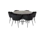 Copenhagen - Dining Table round - Black / Black+Limhamn - Chair - Black Velvet_6