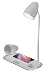 LED-laualamp Tellur Nostalgia, millel on 15 W juhtmeta laadimisfunktsioon ja 5 W Bluetooth-k&otilde;lar, valge