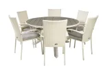 Parma Dining Table &oslash;140 - White Alu / Grey Aintwood+Anna Arm Chair (stackable) - White_6