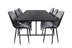 Uno Dining Table , Black Black Veneer+Emma Chair , Black Black and Light Grey Black Velvet in Back Grey Velvet in front_6
