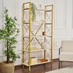 Raamaturiiul, Hanah Home, travertiin, kuldne, 90 x 180 x 34
