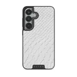 Glacial Desert - White Snakeskin Samsung Galaxy S25 Plus Case, Elite Dark (Magnetic) / Silver