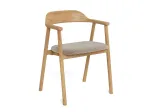 Nixon dining chair with armrest, Seat beige Monza 60, Base oak matt, 2-Pack