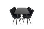 Gold Extention table - 180/220*85*H76 Black Veneer - Black legs - Brass details+Velvet Deluxe Dining Chair - Black / Black_6