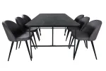 Uno Dining Table , Black Black Veneer+Velvet Stitches Chair , Black Grey Micro Fibre_6