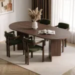 Pikendatav s&ouml;&ouml;gilaua ja toolide komplekt (5 osa), Hanah Home, Milano p&auml;hklipuu tume p&auml;hklipuu roheline, 180 x 75 x 90