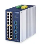 PLANET Industrial L2+ 16-portiline 10/100/1000T 802.3at PoE + 4-portiline 10G SFP+ hallatav Ethernet-l&uuml;liti Hallatav L2+ Gigabit Ethernet (10/100/1000) Toide Etherneti kaudu (PoE) Alumiinium, sinine