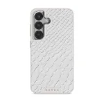 Glacial Desert - White Snakeskin Samsung Galaxy S25 Case, Elite Light (Magnetic) / Silver