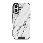 Satin White - Marble iPhone 17 Case, Elite Dark (MagSafe) / Silver