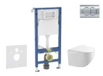 Geberit Duofix paigalduselement, Gaia WC pehme sulguv kaanega ja Delta01 loputusnupuga, l&auml;ikiv kroom SANI11CA1130B