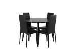 Dipp Dining Table - 115cm - Black Veneer / All black legs +Slim High Back Dinin