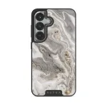 Snowstorm - Grey Marble Samsung Galaxy S25 Plus Case, Elite Dark (Magnetic) / Silver