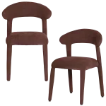SILE DINING CHAIR LINEN LOOK BURGUNDY RED - SET OF 2 [fsc]