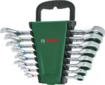 Bosch Powertools wrench with ratchet set, 8 pieces (green/black)
