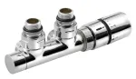 Sapho Twin &ndash; termostaatventiili &uuml;henduskomplekt, keskne &uuml;hendus, parempoolne, 50 mm vahekaugus, kroomitud CP3010S