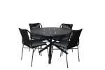 Alma Dining Table - Black Alu - &oslash;120cm+Julian Dining Chair - Black Steel / Black Rope (stackable)_4