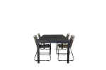 Marbella Table 160/240 - Black/Black+Lindos Stacking Chair - Black Alu / Latte Rope_4